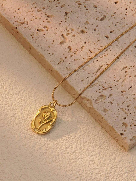 Golden Rose Relic Pendant Necklace