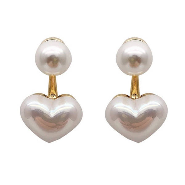 Pearl Heart Duo Drop Earrings