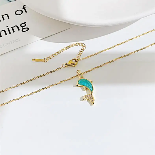 Azure Dolphin Charm Necklace