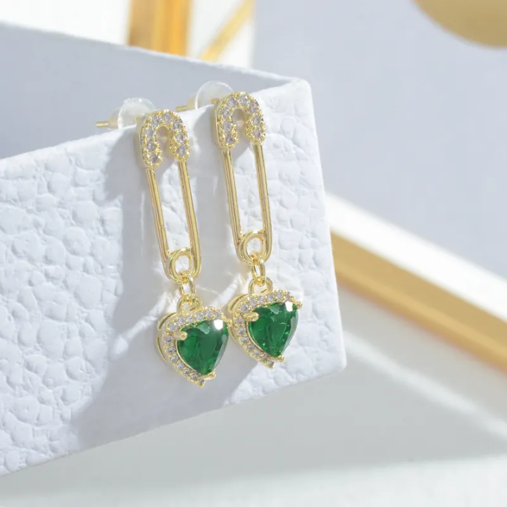 Emerald Heart Luxe Dangle Earrings