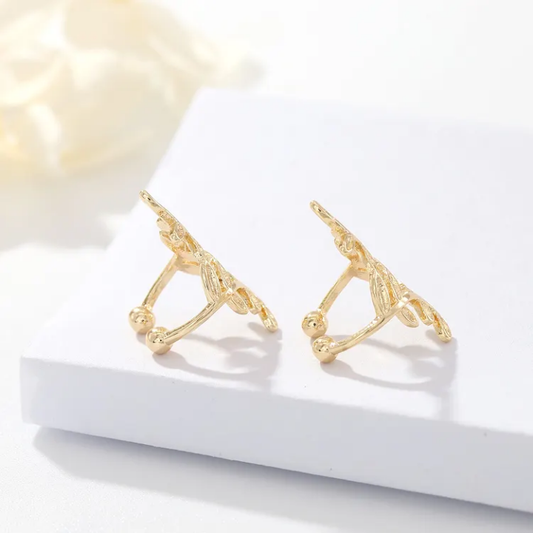 Elysia Leaf Crest Ear Climber Earrings