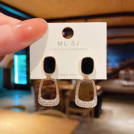 Noir Luxe Geo Drop Earrings