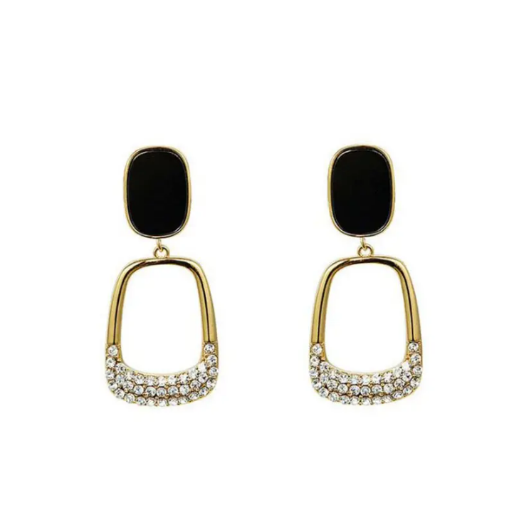 Noir Luxe Geo Drop Earrings