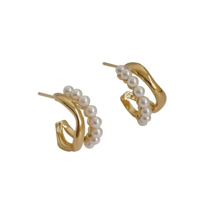 Pearl Cascade Sculpted Hoops