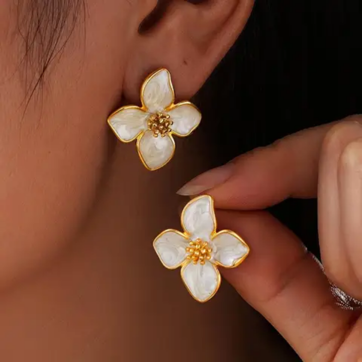 Ivory Petal Bloom Studs