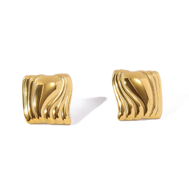 Waves of Gold Sculpted Studs