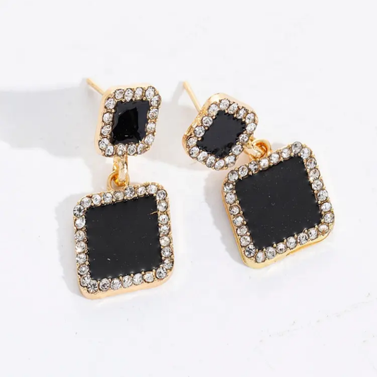 Midnight Luxe Crystal-Edged Drop Earrings
