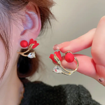 Crimson Bloom Stud Earrings