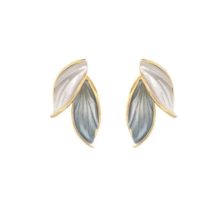 Frosted Leaf Duo Studs