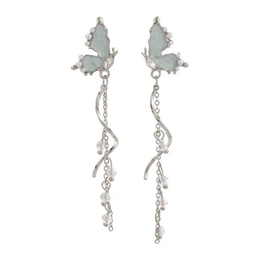 Celestial Mint Butterfly Drop Earrings