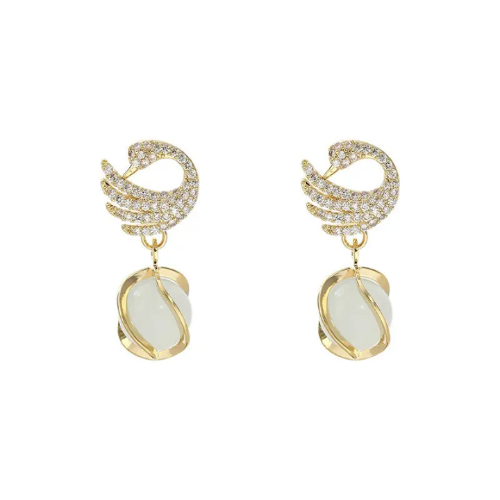 Luxe Swan Aura Drop Earrings