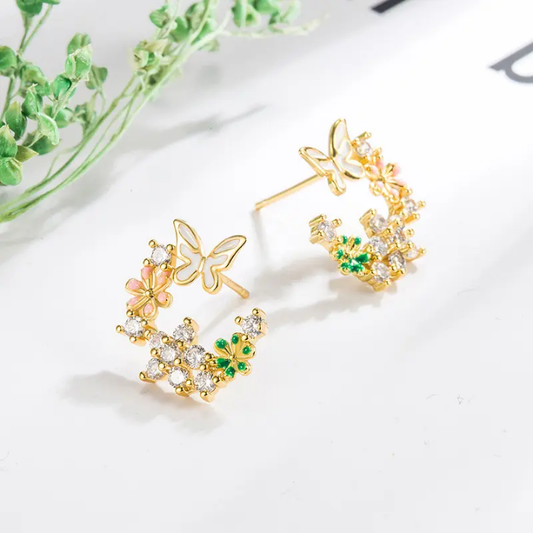 Blooming Butterfly Sparkle Ear Climbers