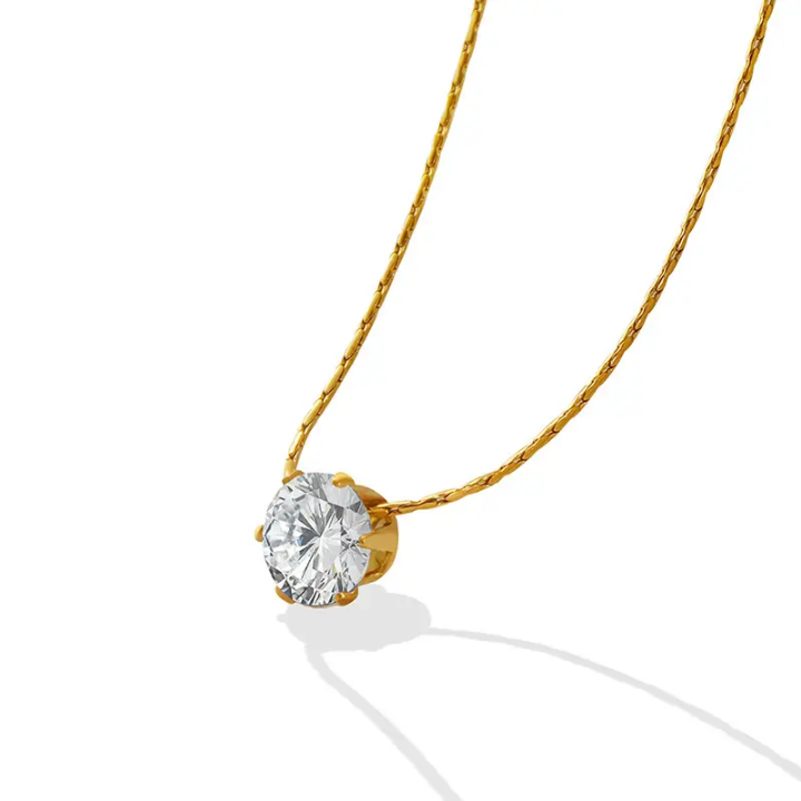 Solara Luxe Gold Solitaire Pendant Necklace
