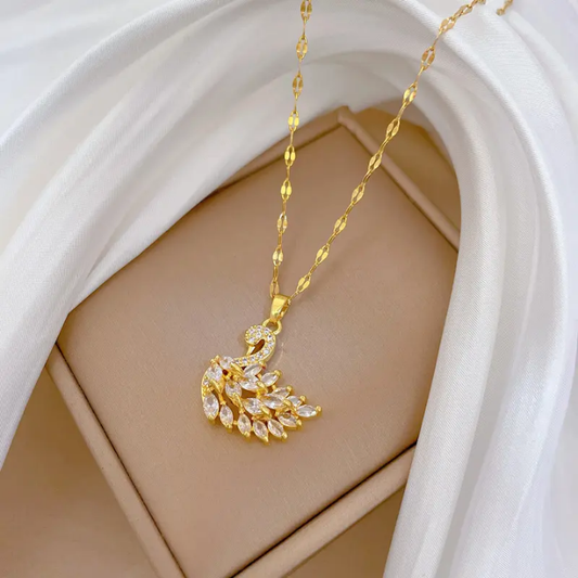 Marquise Crystal Swan Pendant Necklace