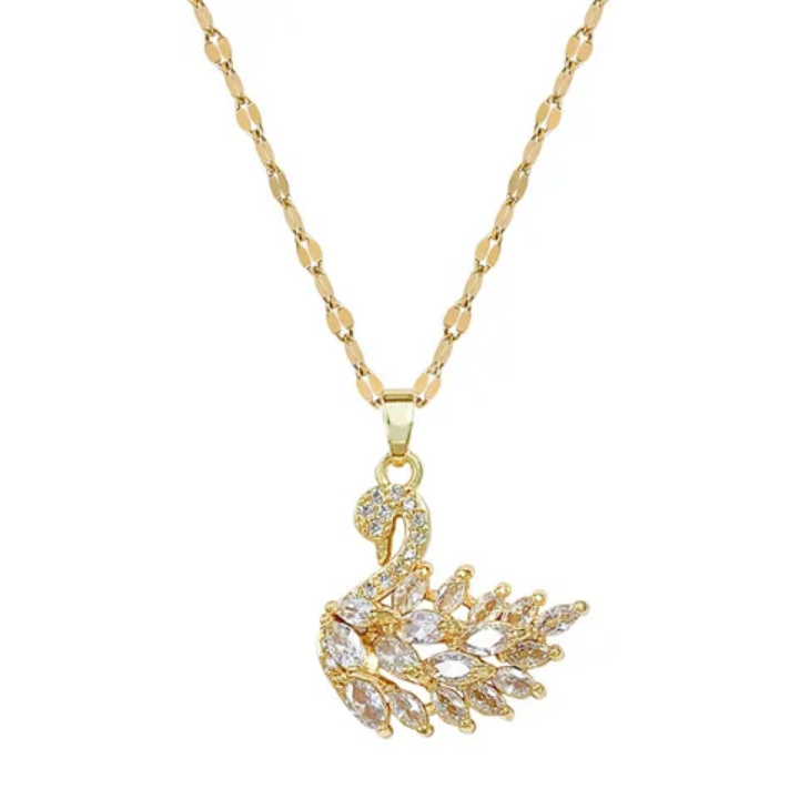 Marquise Crystal Swan Pendant Necklace