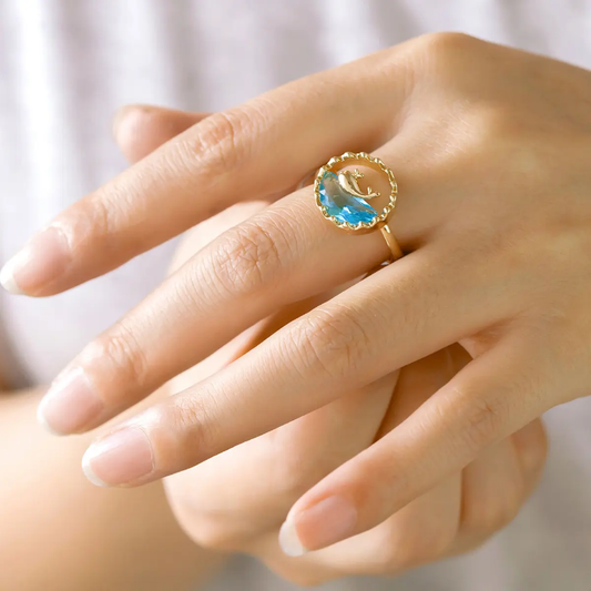 Devora OceanMuse Seahorse Halo Crystal Ring