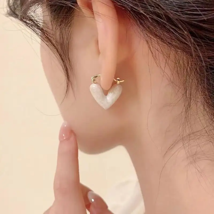 LuxeAmor Pearlheart Huggie Earrings