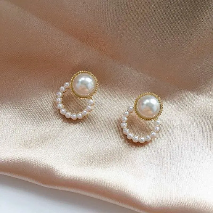 Aurelia Pearl Halo Stud Hoops