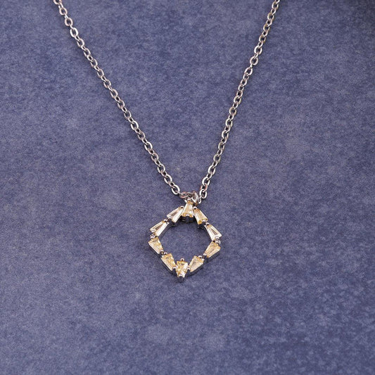 Baguette Crystal Open-Square Pendant Necklace