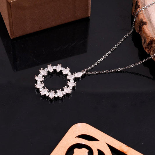 Marquise Halo Circle Pendant Necklace