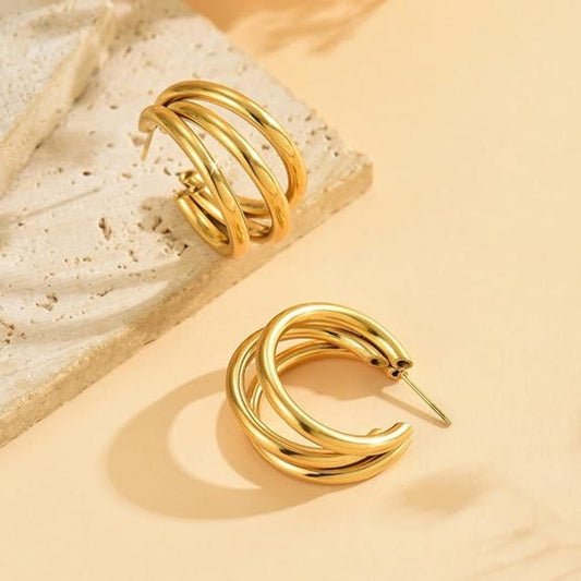 Luna Triple Luxe Hoop Earrings