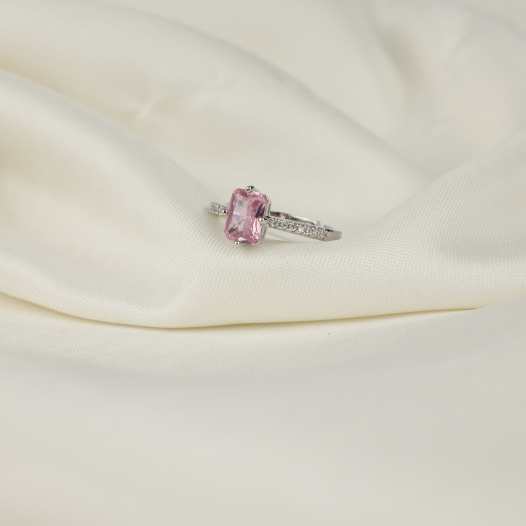 Aurora Blush Solitaire Halo Ring