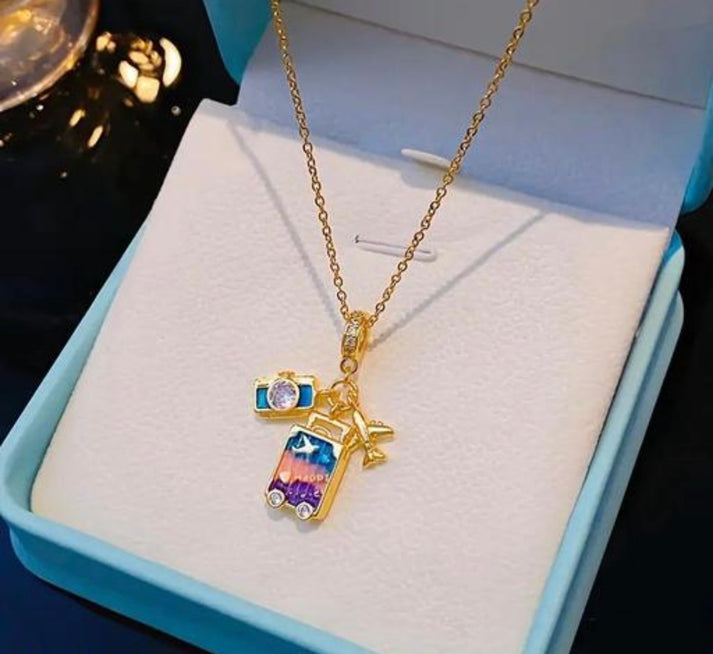 Voyage Luxe Travel Charm Pendant Necklace