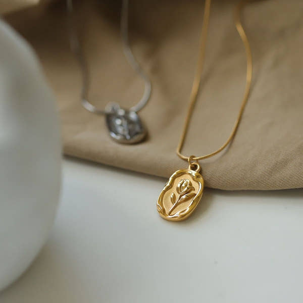 Golden Rose Relic Pendant Necklace