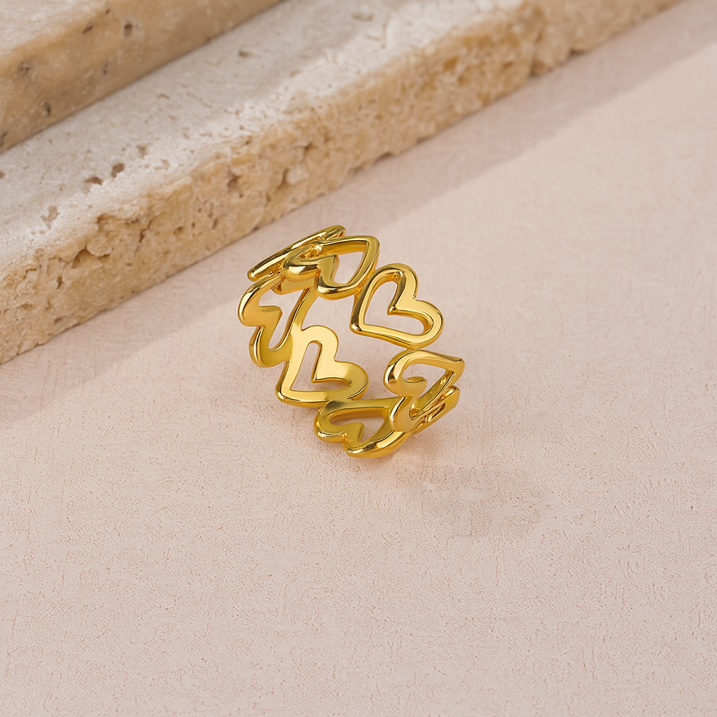Golden Heartwave Open Ring