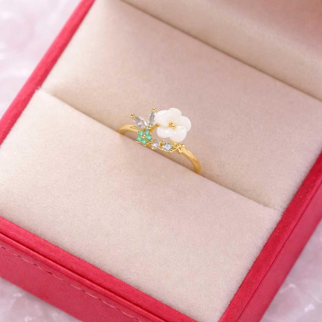 Ivory Petal Aura Adjustable Ring
