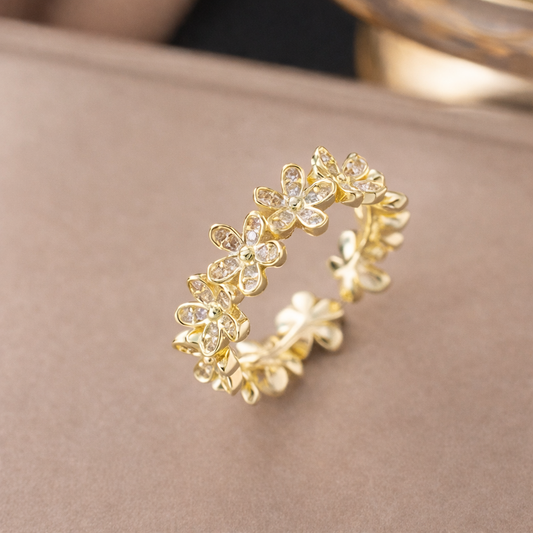 Golden Petal Crown Adjustable Ring