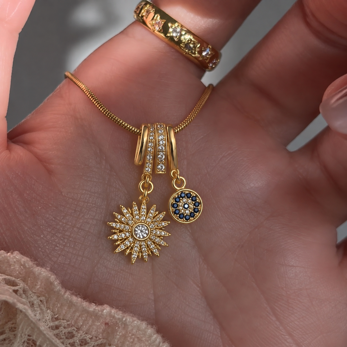 Solara Evil Eye Charm Necklace