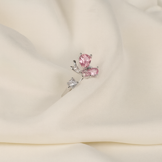 Blush Wings Crystal Butterfly Ring