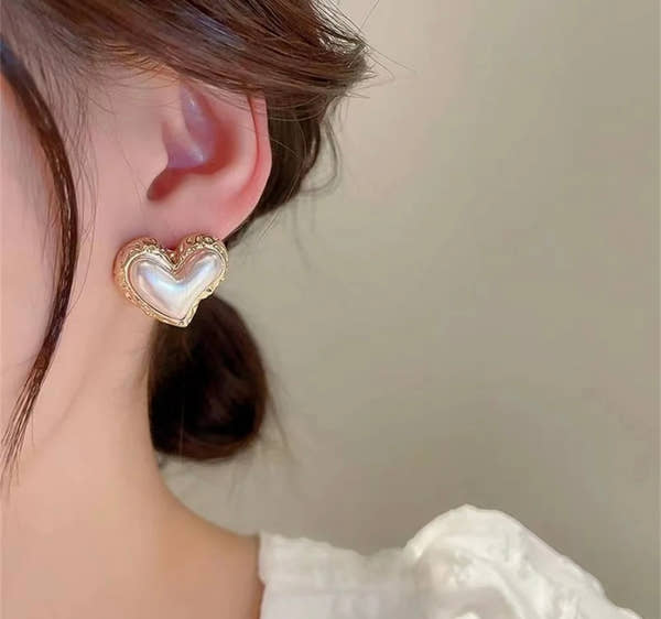 Iridescent Heart Halo Studs