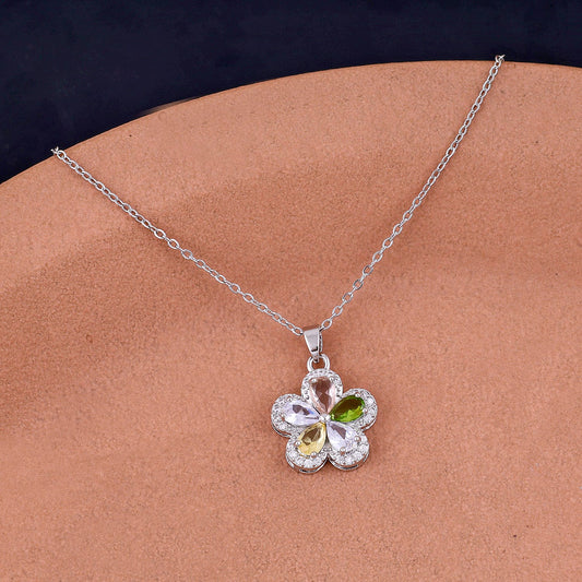 Multicolour Marquise Flower Pendant Necklace