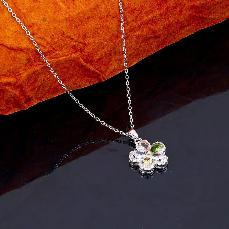 Multicolour Marquise Flower Pendant Necklace