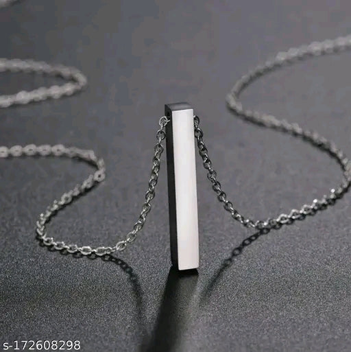 Dual-Tone Vertical Bar Pendant Necklace