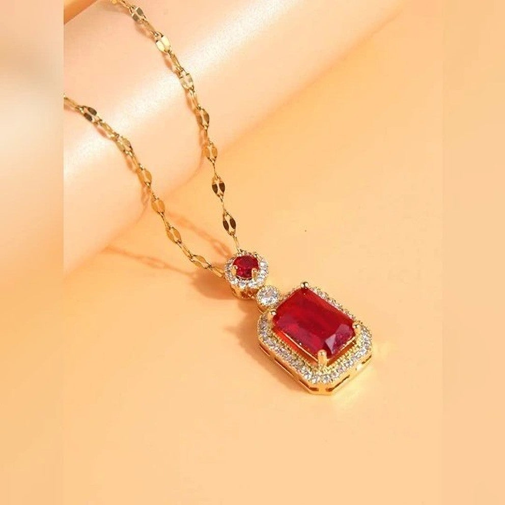 Regal Ruby Charm Necklace