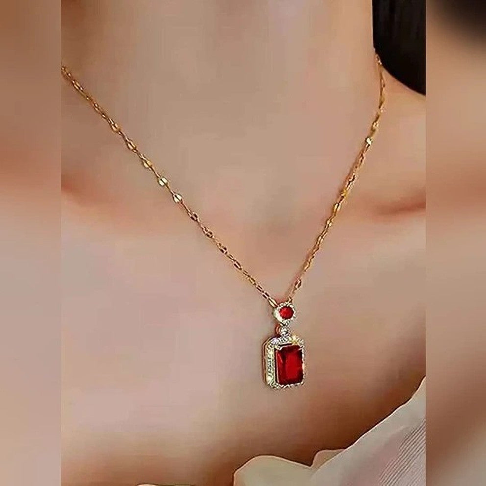 Regal Ruby Charm Necklace