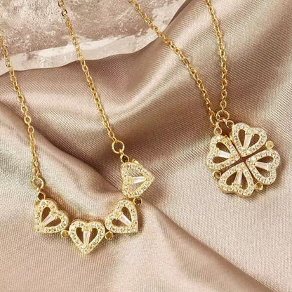 Golden Heart Bloom Duo Necklace Set
