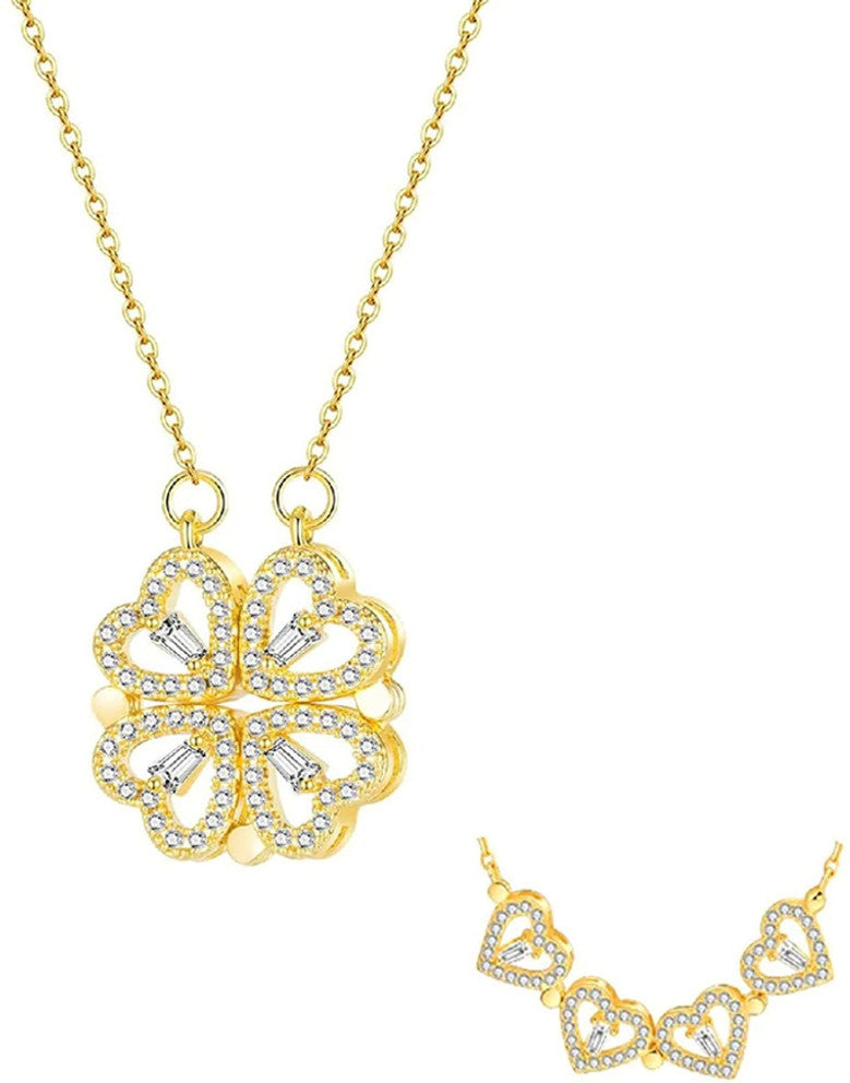Golden Heart Bloom Duo Necklace Set