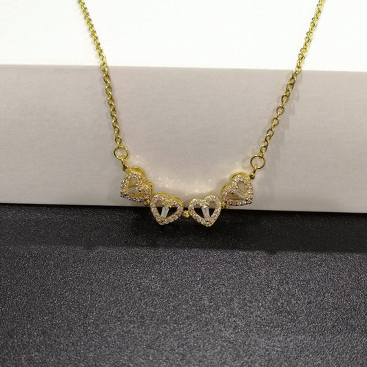 Golden Heart Bloom Duo Necklace Set