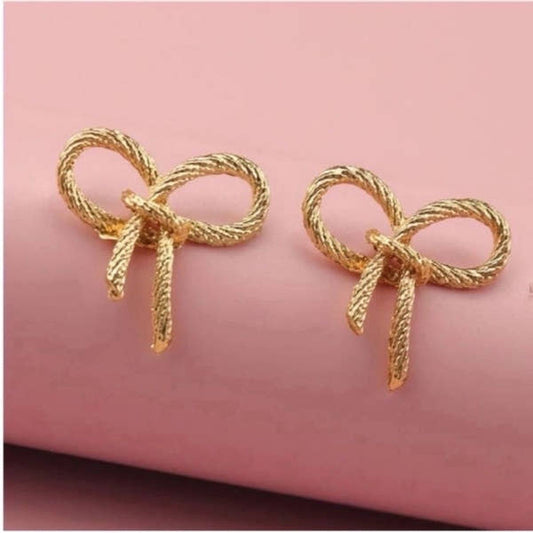 Rope Bow Stud Earrings