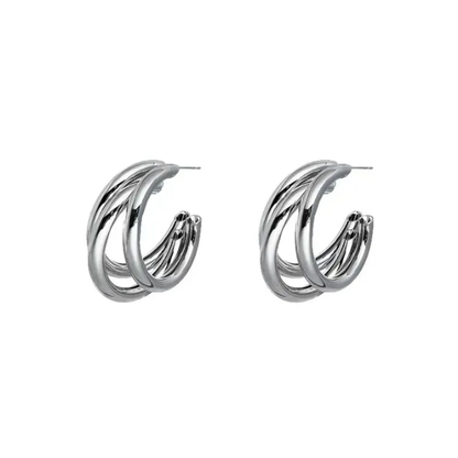 Nova Triple Twist Silver Hoops