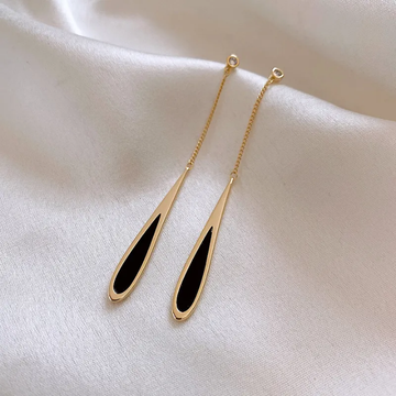 Noir Sleek Teardrop Dangle Earrings