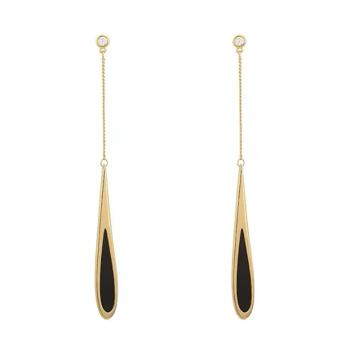 Noir Sleek Teardrop Dangle Earrings