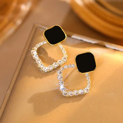 Noir Sparkle Halo Stud Earrings