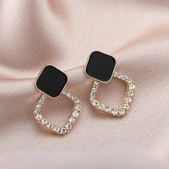 Noir Sparkle Halo Stud Earrings