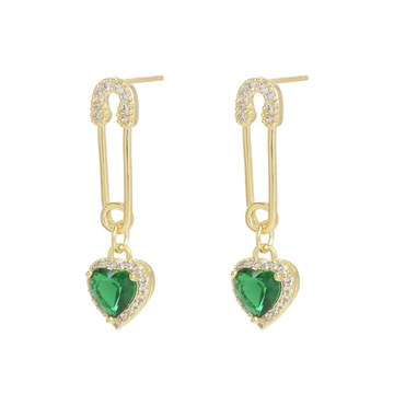 Emerald Heart Luxe Dangle Earrings