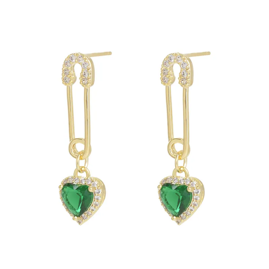 Emerald Heart Luxe Dangle Earrings